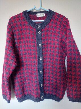 Vintage Edinburgh Women's S Tartan Plaid Mohair-blend Cardigan Knit